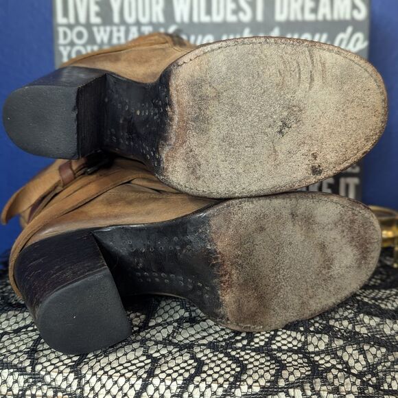 Freebird Blaze Nubuck Leather Ankle Boots Women’s 9 Zip Booties Distressed - Picture 10 of 13